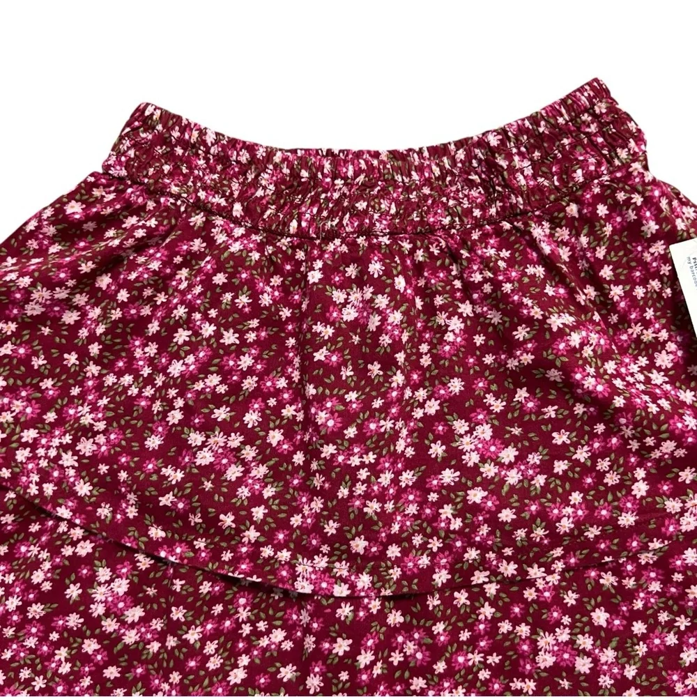 NEW Old Navy M (8) Burgundy Ditsy Floral Tiered Skirt